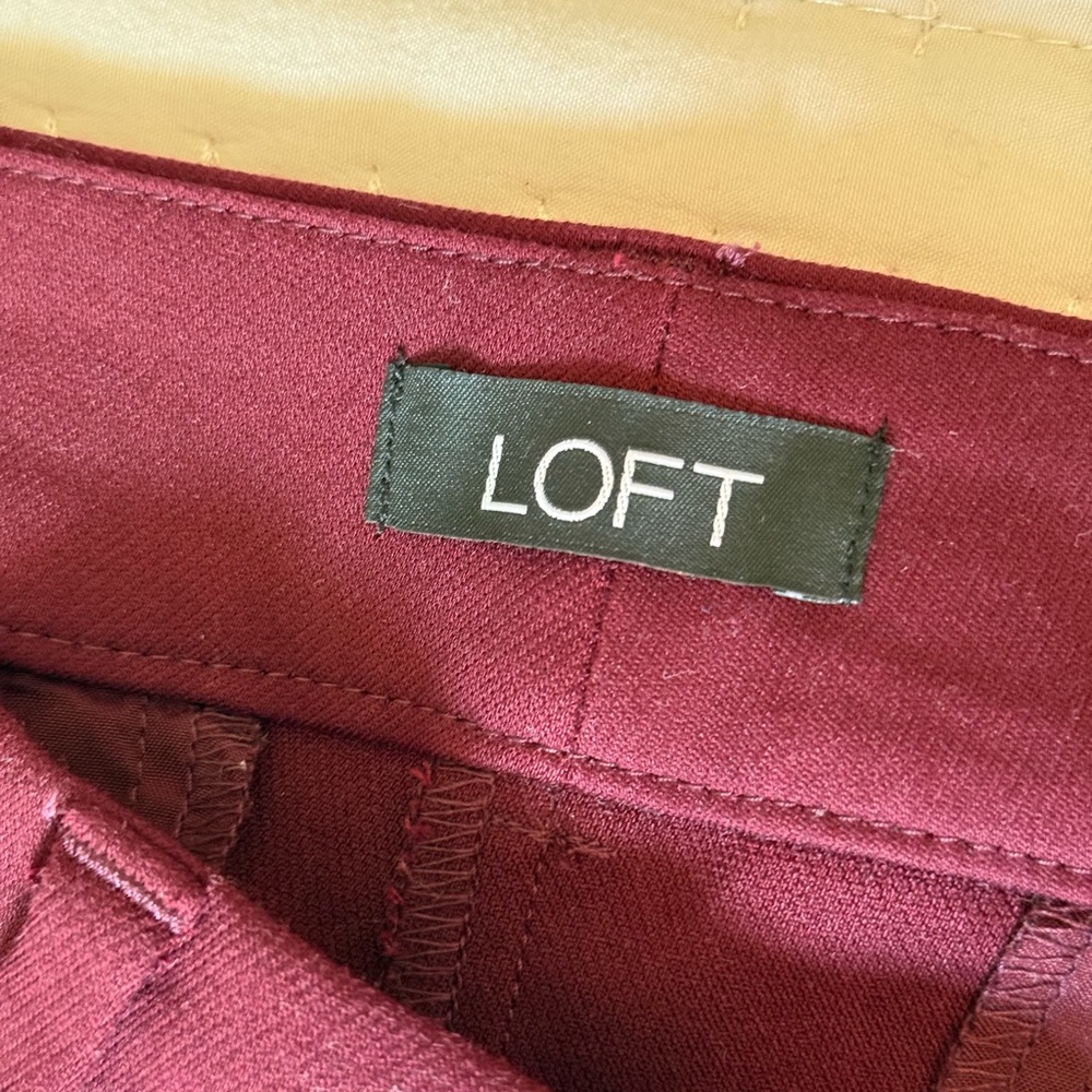 LOFT Burgundy Straight-Leg Pants - Picture 5 of 7